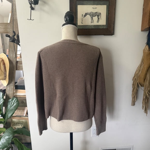 NWOT OGD ONE GREY DAY Silk, Cotton, Nylon Sweater Taupe Cropped XS - Picture 6 of 6